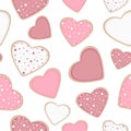 Seamless pattern Heart shaped cookies Valentines day vector illustration Royalty Free Stock Photo